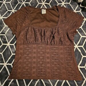 No Boundaries Brown Short Sleeve Top